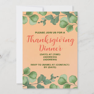 Invitation au dîner de Thanksgiving, modèle éditab