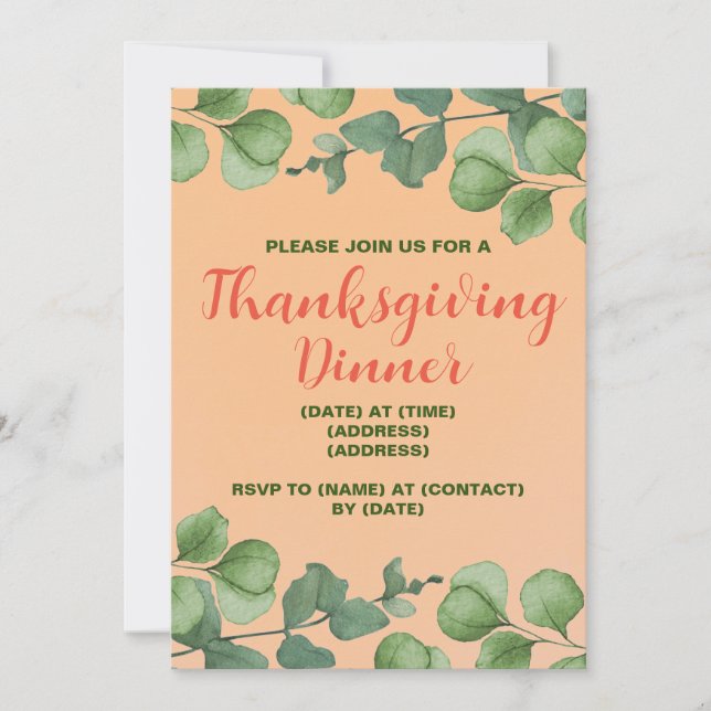 Invitation au dîner de Thanksgiving, modèle modifi (Devant)