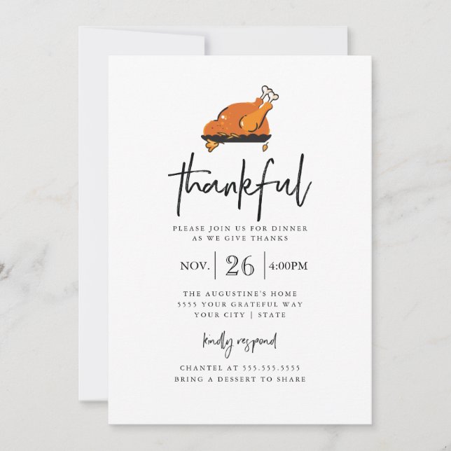 Invitation au dîner de Thanksgiving moderne (Devant)
