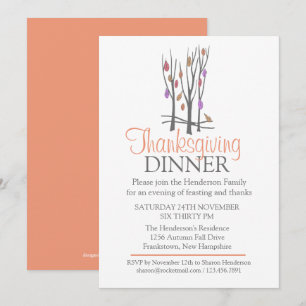 Invitation au dîner de Thanksgiving sous un arbre