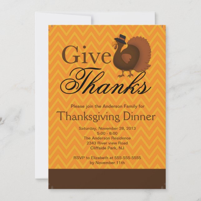 Invitation au dîner de Thanksgiving turc moderne (Devant)