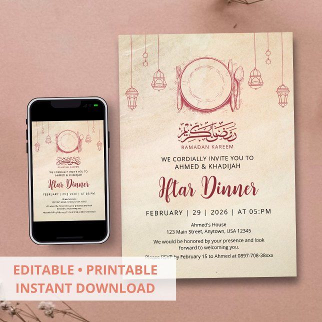 Invitation au dîner d'Iftar de Ramadan dans le sty (Créateur téléchargé)