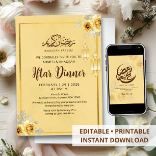 Invitation au dîner d'Iftar Shabby Chic Rose Dorée