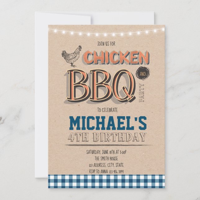 Invitation au dîner du poulet et du barbecue (Devant)