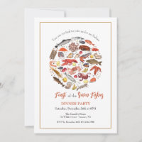 Invitation au dîner festif de fruits de mer