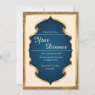 Invitation au dîner Iftar bleu royal et or