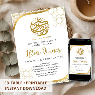 Invitation au dîner Iftar Gold Star Islamic Wave