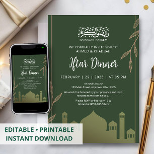 Invitation au dîner Iftar Silhouette de la Mosquée