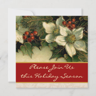 Invitation au dîner Vintage Holly et Flowers