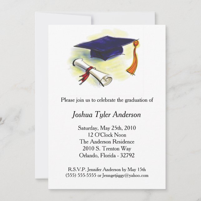 Invitation au Diplôme de diplôme de Casquette (Devant)