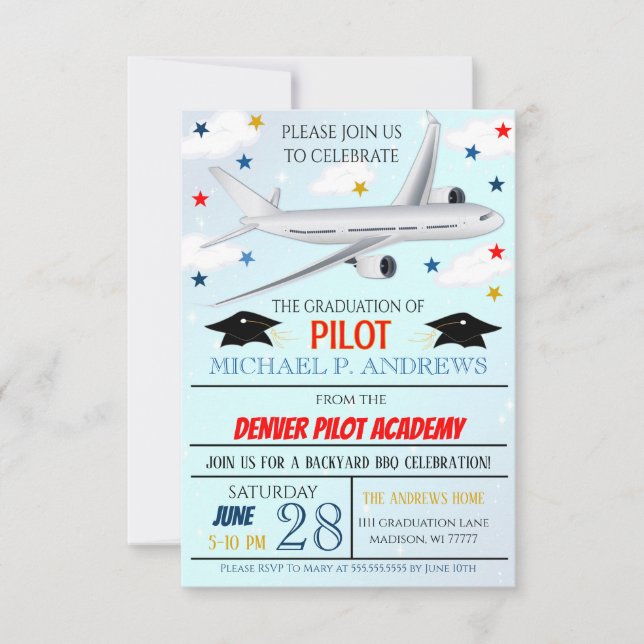 Invitation au diplôme de pilote (Devant)