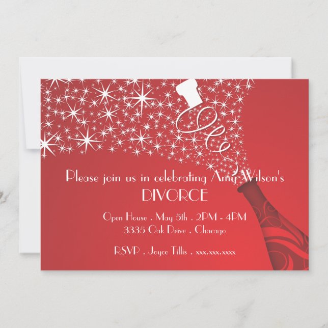 Invitation au Divorce Champagne Rouge et Blanc (Devant)