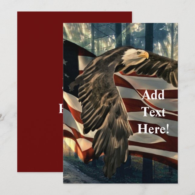 Invitation au drapeau américain Bald Eagle (Devant / Derrière)