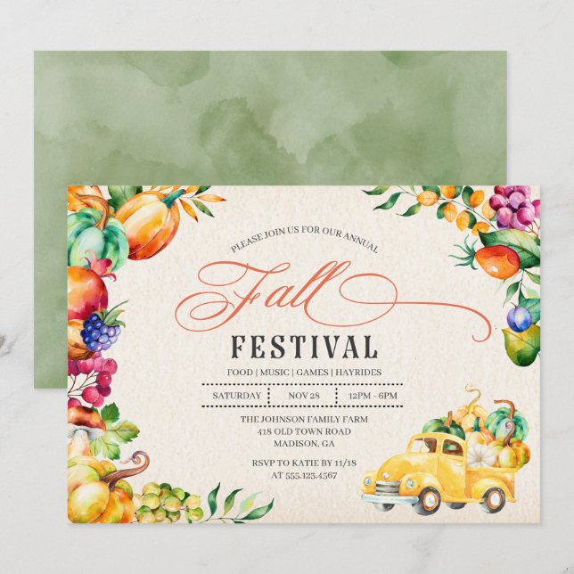 Invitation au festival de la récolte d'automne (Devant / Derrière)