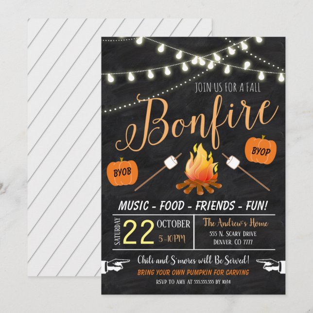 Invitation au feu de camp de récolte d'automne (Devant / Derrière)