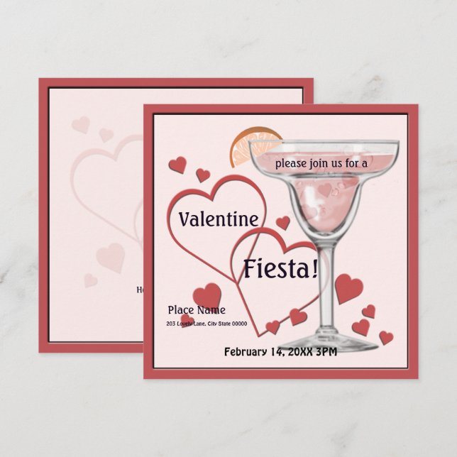 Invitation au Fiesta Party de la Saint-Valentin (Devant / Derrière)