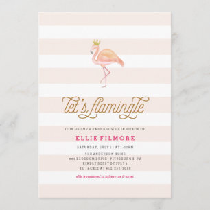 INVITATION AU FLAMANT ROSE DE BABY SHOWER FLAMINGL