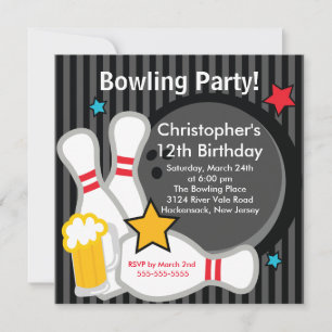 Invitation au Fun Bowling Birthday Party