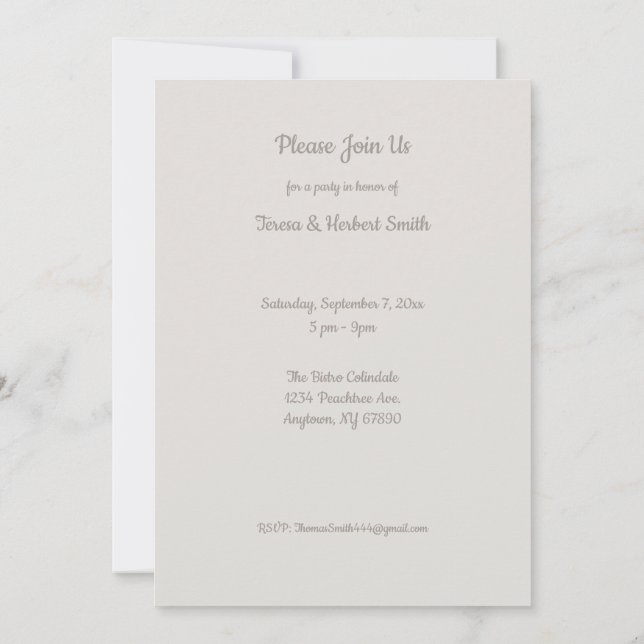 Invitation au gâteau sur mesure du 50e anniversair (Dos)