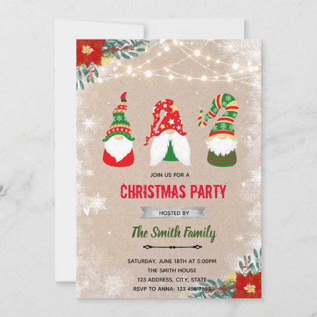 Invitation au gnome de Noël (Devant)