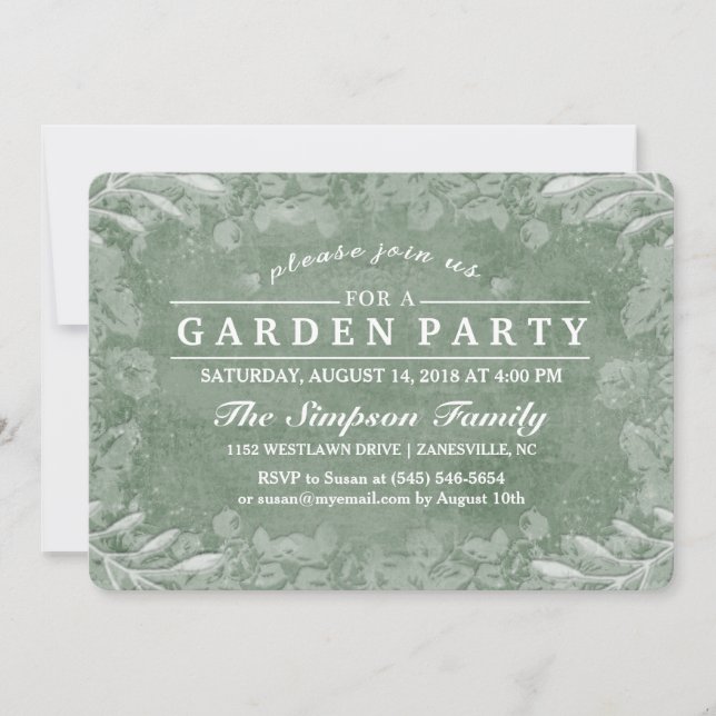 Invitation au Jardin Floral Vert et Blanc (Devant)