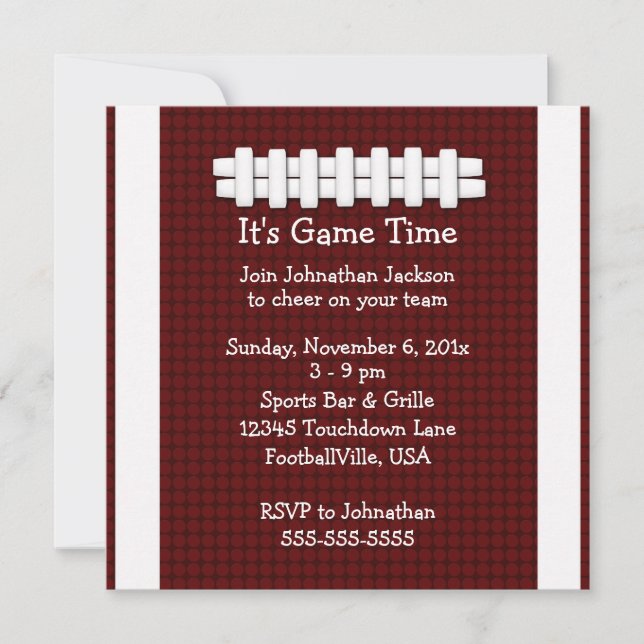 Invitation au jeu de football (Devant)