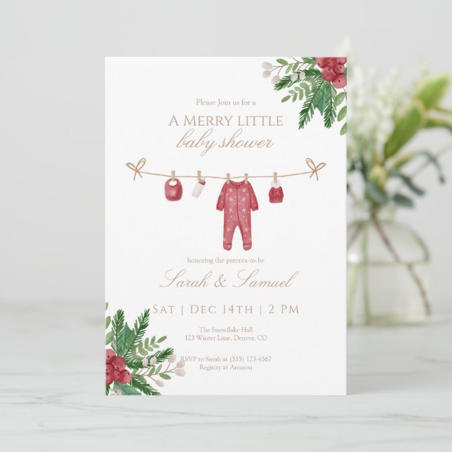 Invitation au joyeux petit Baby shower pyjama (Debout devant)