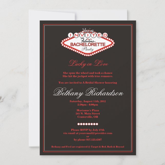 Invitation au Las Vegas Bachelorette Party (Devant)