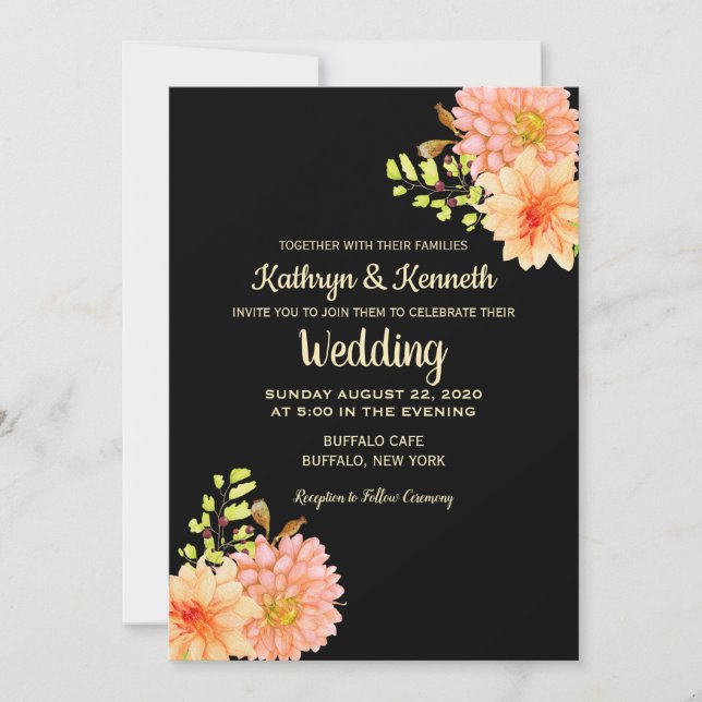 Invitation au Mariage campagnard Dahlia et Daisy S (Devant)