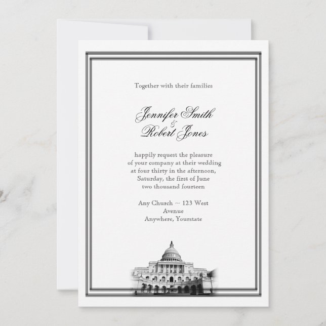 Invitation au mariage de destination de Washington (Devant)