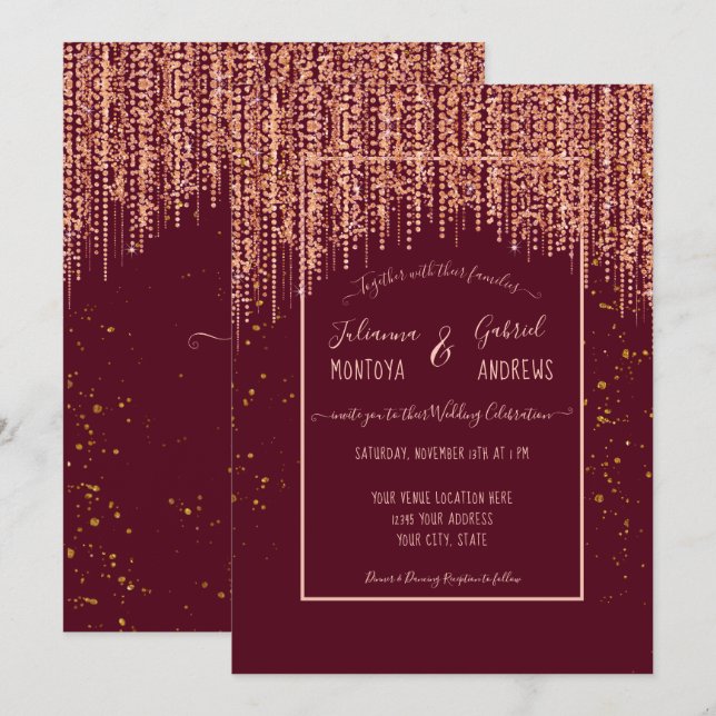 Invitation au mariage de la Parties scintillant d' (Devant / Derrière)