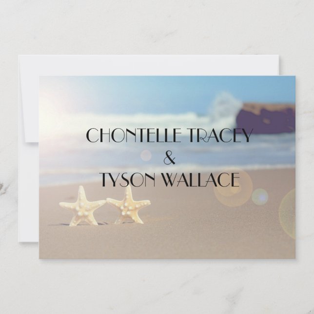 invitation au mariage de la plage d'étoiles (Devant)