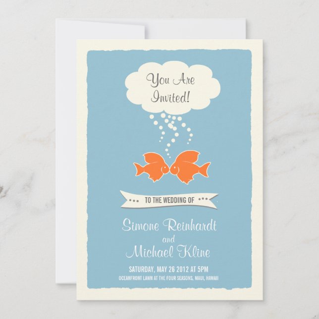 Invitation au mariage de plage avec du poisson qui (Devant)