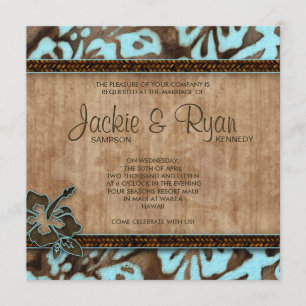 Invitation au mariage de plage Hibiscus Brown bleu