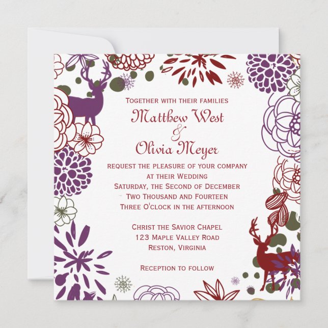Invitation au mariage d'hiver de Reinder Floral (Devant)
