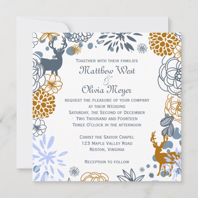 Invitation au mariage d'hiver de Reinder Floral (Devant)