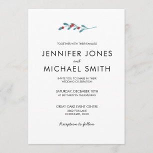 Invitation au mariage d'hiver Holly et Berries