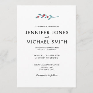 Invitation au mariage d'hiver Holly et Berries