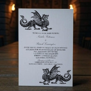 Invitation au mariage du dragon médiéval argenté