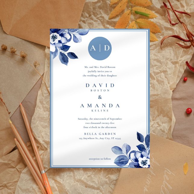 Invitation au mariage élégant de la marine classiq (Créateur téléchargé)