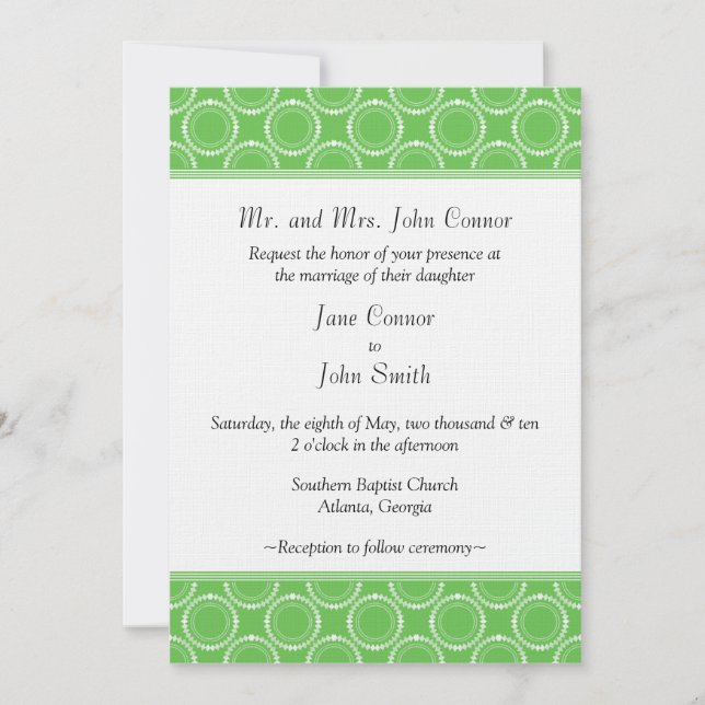 Invitation au mariage élégant et poli, Kelly Green (Devant)