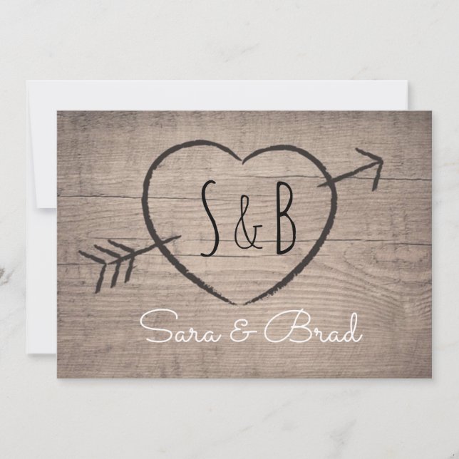 Invitation au mariage élégante en bois rustique (Devant)
