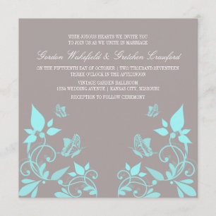 Invitation au mariage floral du papillon Aqua
