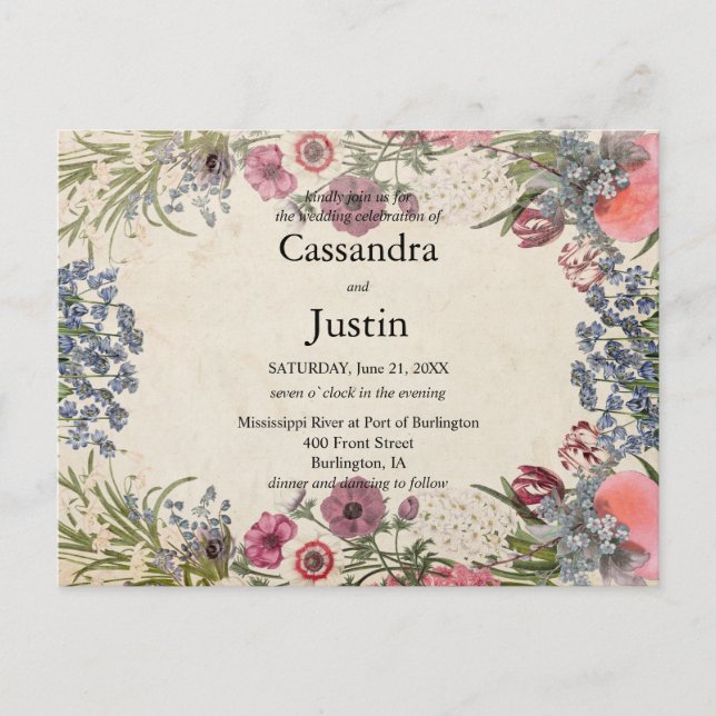 Invitation au mariage floral du printemps (Devant)