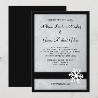Invitation au mariage hivernal de Snowflake - Noir