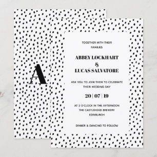 Invitation au mariage moderne en noir et blanc