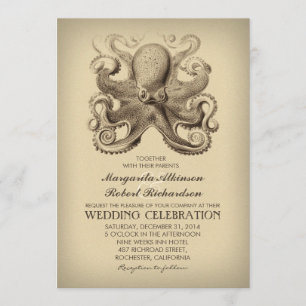 invitation au mariage nautique avec poulpe