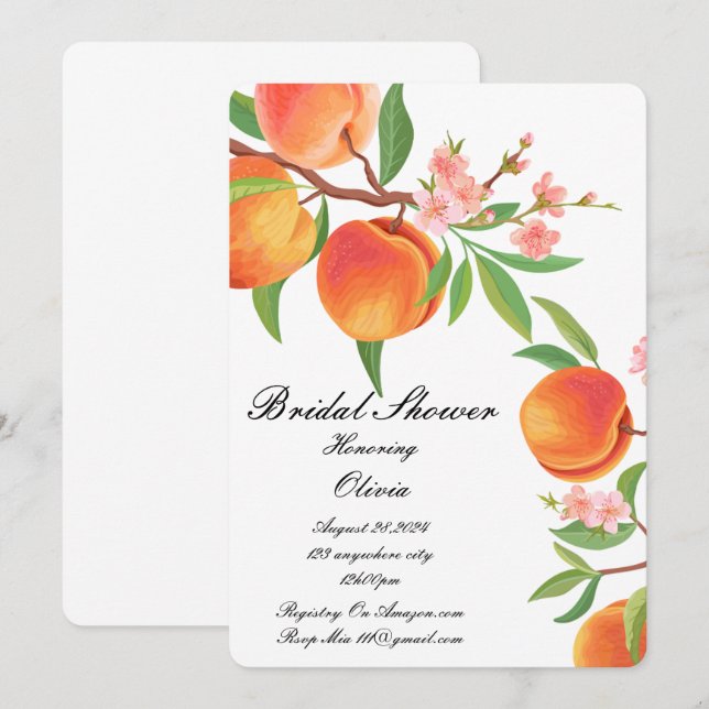 INVITATION AU MARIAGE PEACH (Devant / Derrière)