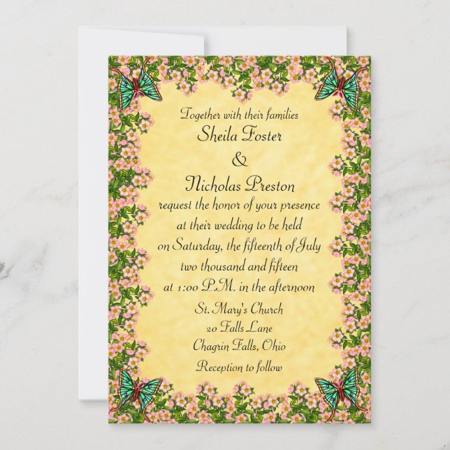 Invitation au mariage pour les Roses de Lenten (Devant)