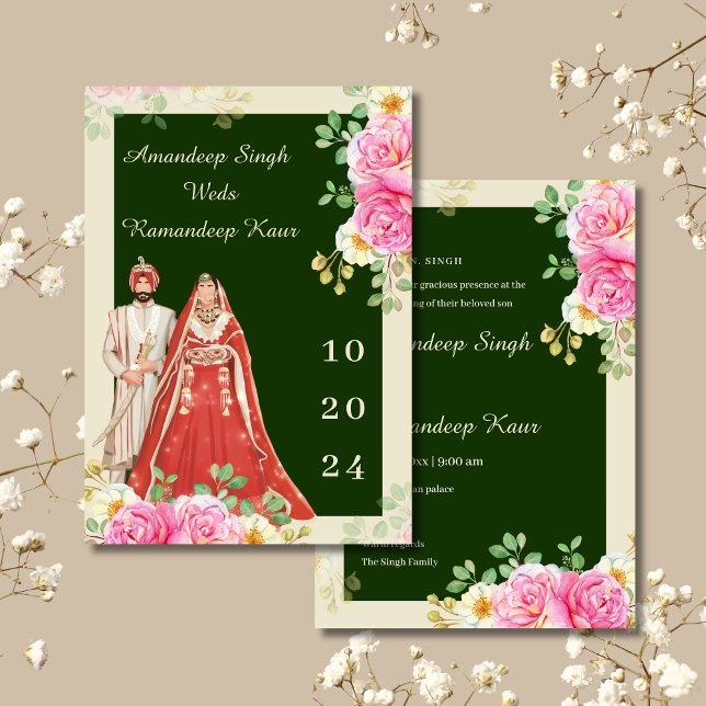Invitation au mariage sikh faire-part de mariage P (Créateur téléchargé)